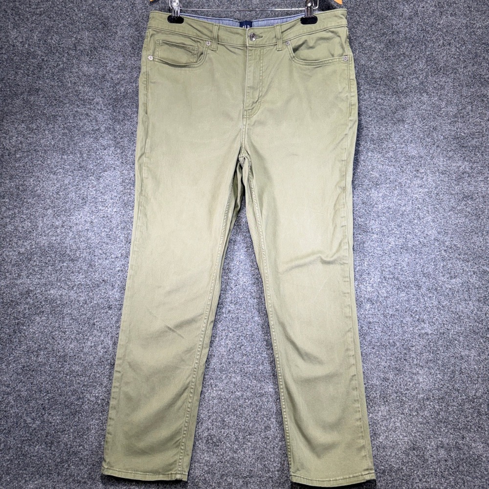 Gap 5-Pocket Chino Pants Mens 36x30 Olive Green Cotton Stretch Twill Straight